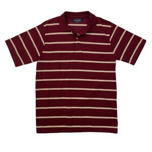 Vintage Chesterfield Polo Shirt Mens M Medium Burgundy Gold Striped ASU Made USA